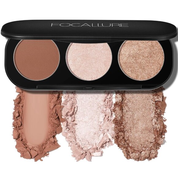 Blush and Highlighter Palette,3 in 1 Makeup Powder Cruelty-Free Matte Blush - Picture 1 of 6